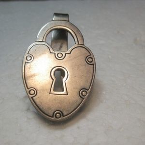 Vintage Sterling Heart Lock Money Clip